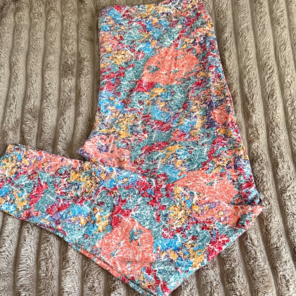LLR TC Coral Teal Multicolor Floral Leggings